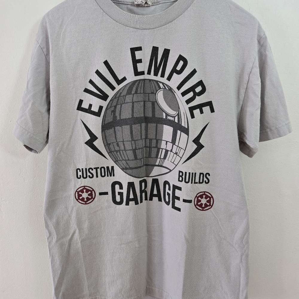 Y2K Gray Star Wars "Evil Empire Garage" Men's T-Shirt Size Medium